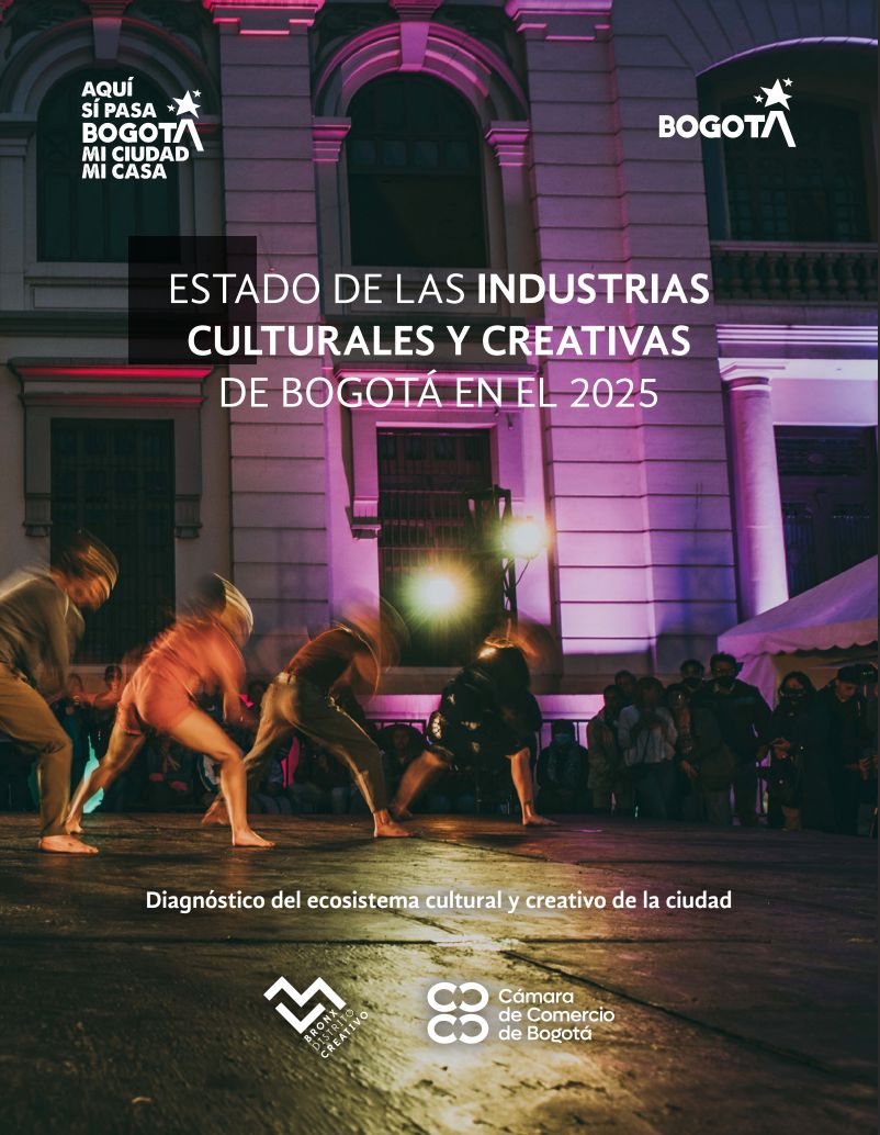 Diseño con texto cuenta satélite de cultura, economía creativa de Bogotá resultados 2014 - 2021