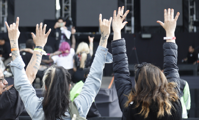 Personas en un concierto levantando las manos