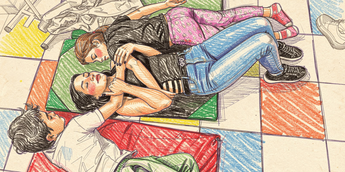 Ilustración de niños con un adulto