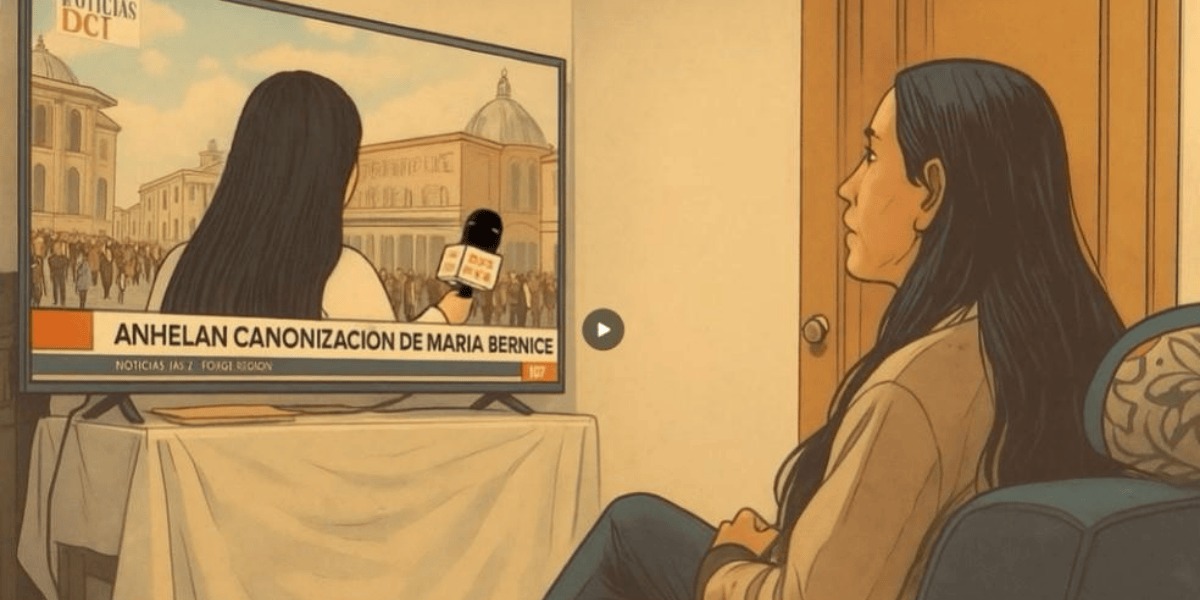 Mujer mirando una pantalla de televisión.