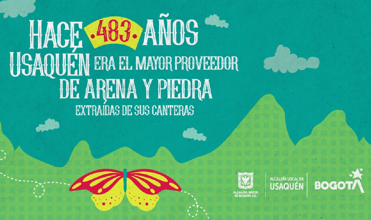 Texto corto alusivo al cumpleaños de Usaquén. Cuenta con una mariposa ilustrada.