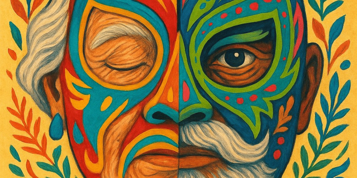 Rostro con máscara multicolor