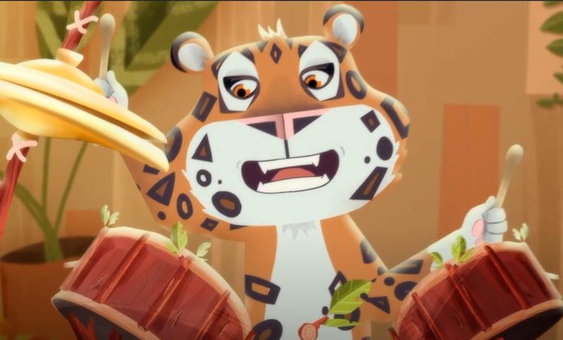 Ilustración de tigre de la serie animada Los Cramelokis de Eureka