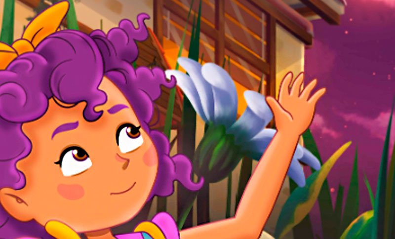 Ilustración de una niña mirando al cielo