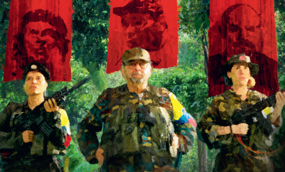 tres personas vestidas con camuflaje militar mirando a la cámara