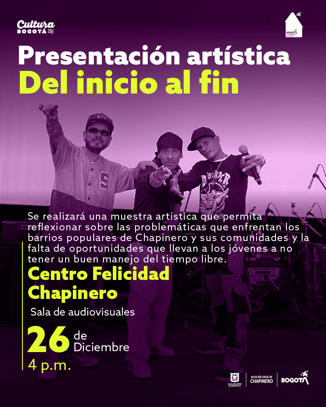 Flyer de Presentación artística en el CEFE CHAPINERO