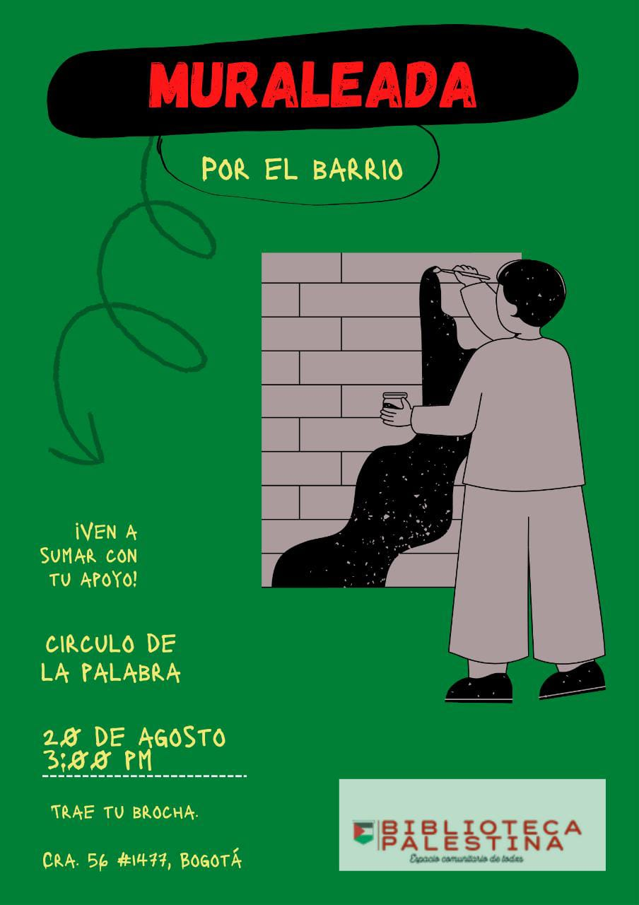 Flayer del evento que contiene al lado derecho de la pieza una ilustración de una persona pintando un muro y, en la parte media -inferior-izquierda la información del evento