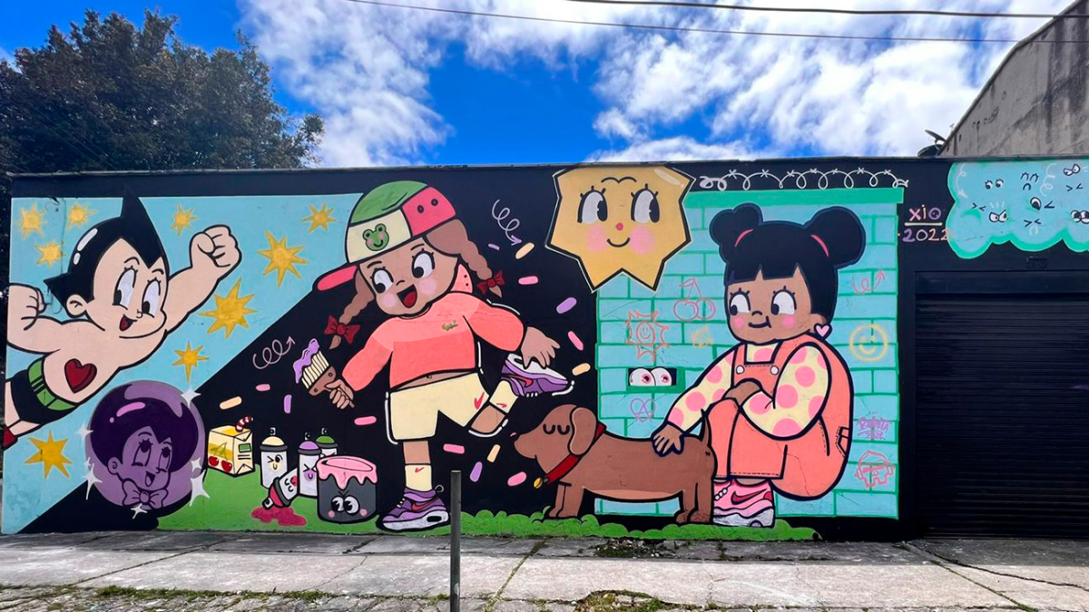 grafiti de niños y animales