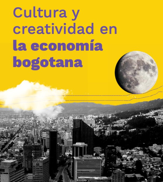 Diseño con texto Cultura y creatividad en la economía bogotana