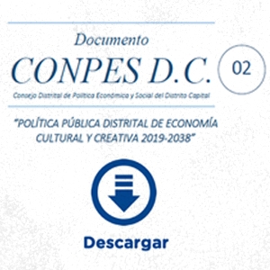 Diseño con texto Documento CONPES "Política pública distrital de economía cultural y creativa 2019-2038"