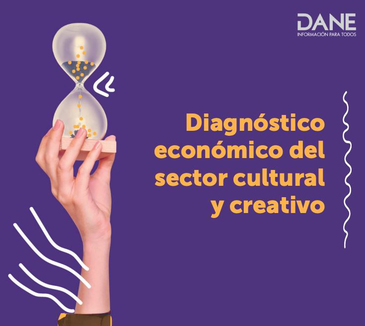 Diseño con texto cuenta satélite de cultura, economía creativa de Bogotá resultados 2014 - 2021