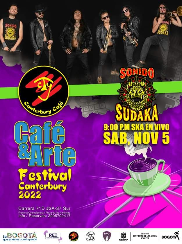 Invitación del evento. Cuenta en la parte superior con una foto de la agrupación y en la parte media inferior con la información puntual del evento.