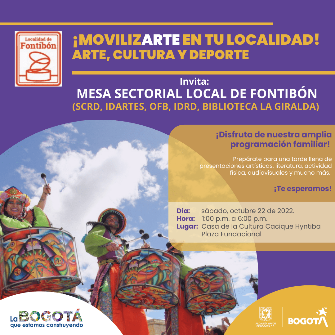 Pieza del evento. Cuenta con una imagen de una batucada personificada en zancos e información del evento. 