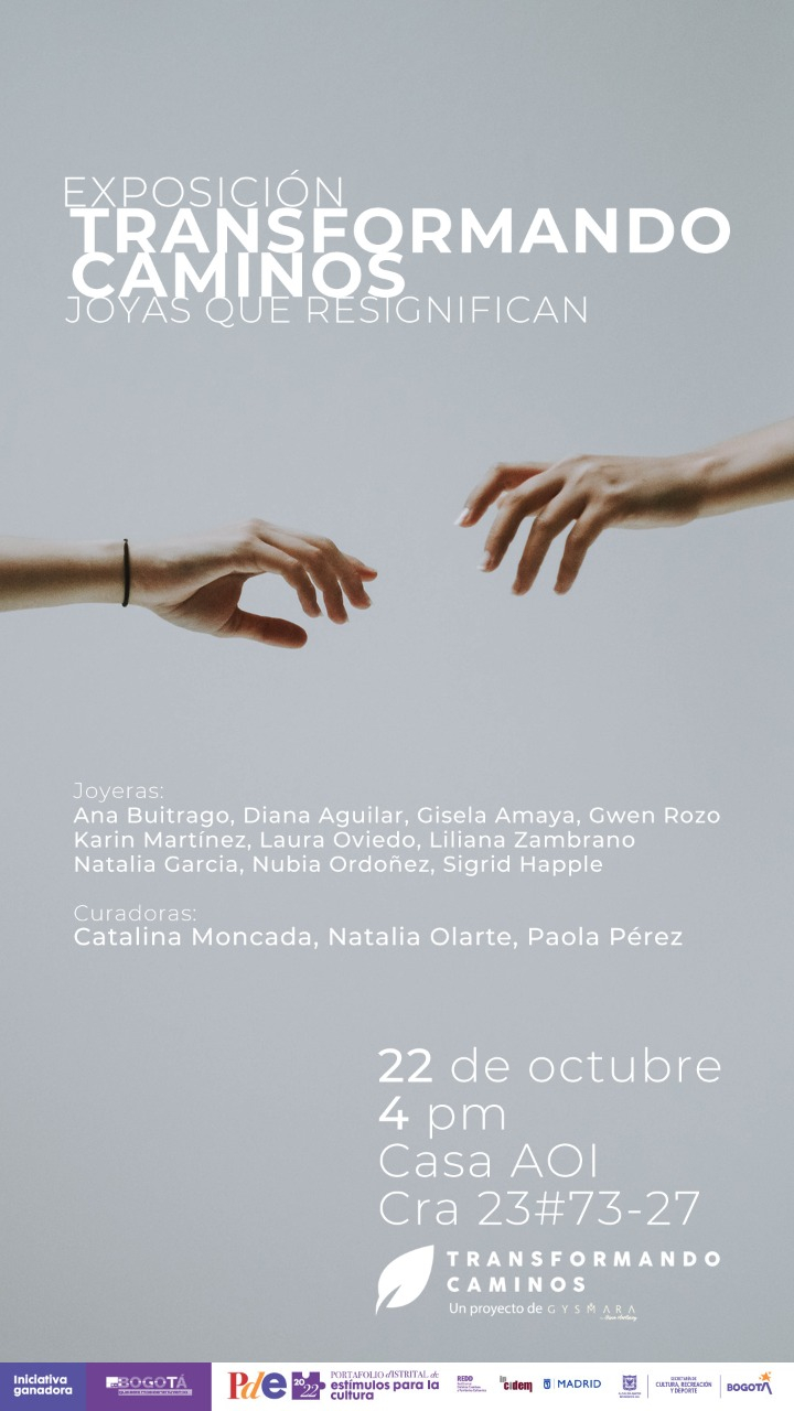 Flyer del evento. Cuenta en el centro superior con dos manos acercándose y en el resto de la pieza con la información del evento.