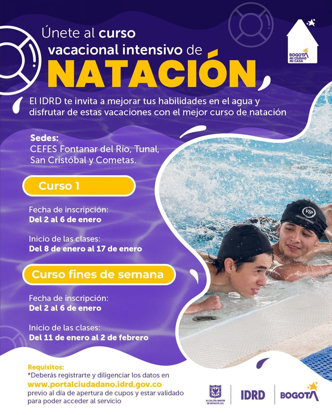 Curso de natación con el idrd