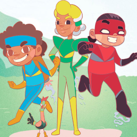 Ilustracion de niños disfrazados de superhéroes