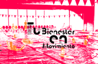 Fotografía de la piscina semiolimpica del centro felicidad chapinero modificada en colores y de la campaña tu bienestar en movimiento