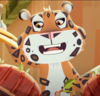 Ilustración de tigre de la serie animada Los Cramelokis de Eureka